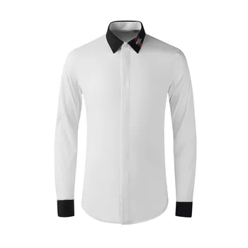 Висококачествени Луксозни бижута, Модни Нова Бяла риза с отстрочкой, мъжка риза с дълги ръкави, Добра