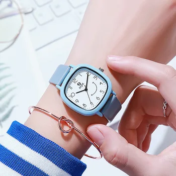 Дамски часовник с Каишка от изкуствена Кожа, дамски Водоустойчив часовник с Квадратен Циферблат в Ретро стил за момичета, reloj para mujer relogios feminino