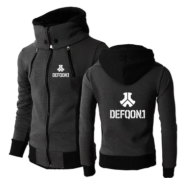 Defqon 1 Нова Мъжки hoody с качулка с цип джоб за музикален фестивал, Висококачествено трикольор Стилно ежедневното и удобното спортно палто