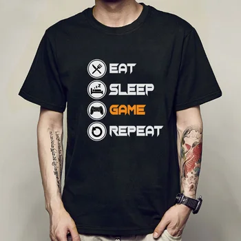 Нова Мода тениска Eat Sleep Game За Мъже И Жени, Градинска облекло в стил хип-хоп, Креативни графични блузи, Ежедневни уютни върховете в стил Харадзюку, Унисекс