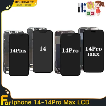 Оригинални LCD дисплей OELD за iPhone 14/14 Plus/14 Pro Max, сензорен дисплей, дигитайзер, в събирането, замяна за 14 Pro LCD