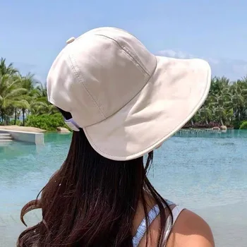 Дамски летни Мек памучен солнцезащитная шапка-кофа, Плажна шапка с регулируема козирка От Слънцето, Однотонная рибарска шапка
