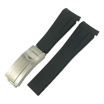 20 mm 21мм Извит край силиконов гумена каишка за часовник Rolex Daytona Подводничар GMT 21мм Каишка за часовник Мъжки Инструменти