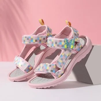 Детски Летни сандали За малки момичета, Мека и нескользящая обувки За танци принцеса с хубави бисери, Детски сандали