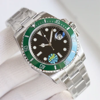 Най-добрите продажба на Луксозни мъжки механични часовници с автоматично управление за бизнес партита, Модерен Черен Син Зелен Керамични bezel, сапфирен кристал
