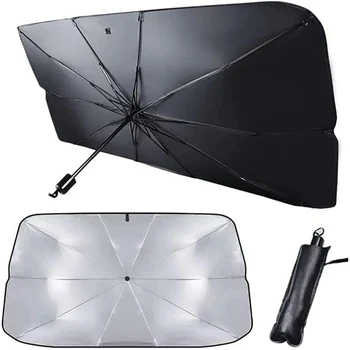 Слънцезащитен чадър на предното стъкло на колата - Сгъваема Кола чадър козирка от ултравиолетовите на предното стъкло на превозното средство (термозащита) Подходящ за автомобили