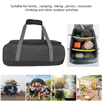 Органайзер за съдове за пикник, Многофункционална чанта за кухненски съдове за готвене, Водоустойчив Голям капацитет за пътуване, Излети на открито