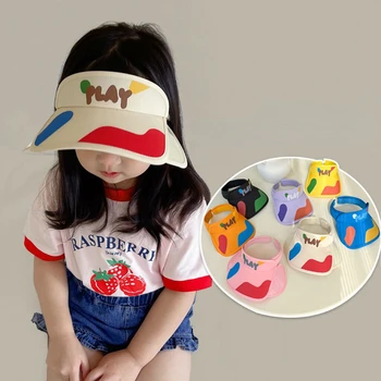 Детски Cartoony празен цилиндър с разширени периферия, козирка за пътуване навън, Обръч на главата за момичета, Еластична Солнцезащитная шапка