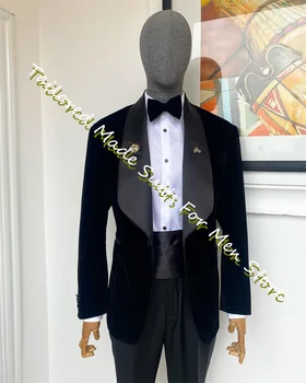 Black velvet Однобортный костюм за мъже, дрехи за сватбената церемония, Класически мъжки блейзери, комплекти, приталенные, 2 броя, Бизнес стил