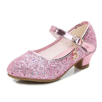 MODX/ детски обувки на висок ток; кожа обувки за момичета; ежедневни розова блестяща детски обувки принцеса 2022 за момичета; Размер на 26-38