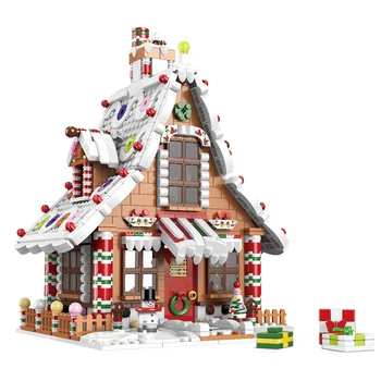 Коледна сцена в Зимни село 2023, Коледен Човечето Къща, Строителни блокове, Модел За деца, играчки, подаръци