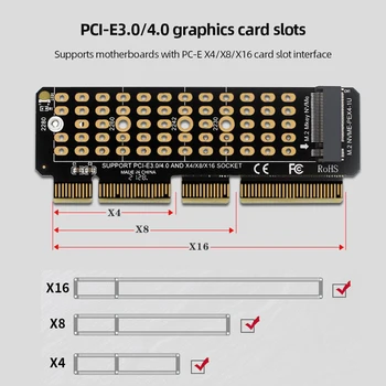 Карта на адаптера M2 NVME M. 2 M-Key MKEY PCIe Странично Card Полноскоростной конвертор X4 M. 2 PCI-E4.0 с поддръжка на сървър 1U за SSD 2230-2280