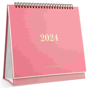 Настолен календар Месечен planner, Календар с напомняния за празниците Стенен календар Януари 2024-декември 2025 (розов)