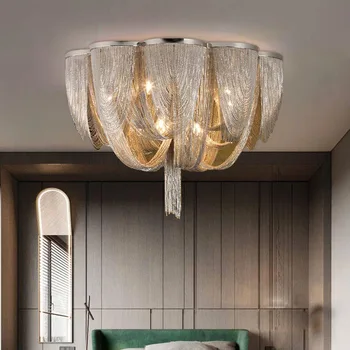 Модерен и Луксозен Интериор на Хотела Тавана Лампа в алуминиева Верига Елегантен Дизайн на Лампа За дневна в стил Loft