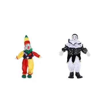 Забавна порцеланова кукла-клоун, пъстър костюм за коледен подарък