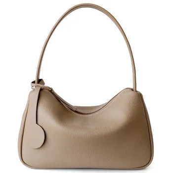 Нова Чанта от мека волска кожа Прост Дизайн, чанта на едно рамо, Женствена чанта за подмишниците, Висококачествена чанта-тоут със зърна личи, Безплатна доставка