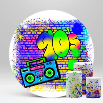 Цвят на Звукова Тема, Кръгла Фонова капак/Цилиндрични капак за Партита по повод рожден Ден, Сватби, Подпори за Декорация на детската душа