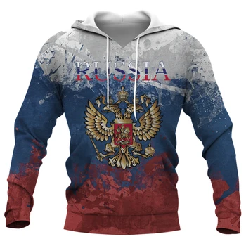 Реколта hoody с качулка в стил Русия, Мъжки hoody с качулка, пуловер с принтом на Руския флаг, Потници, облекло в стил Харадзюку Оверсайз, Ежедневни градинска облекло