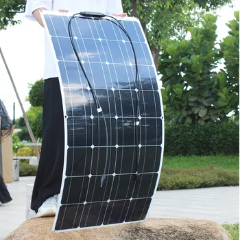 Гъвкава монокристаллическая соларен панел с мощност 100 Вата за кола / лодка / къща, слънчева батерия може да се зарежда 12 В Водоустойчива слънчев панел Порцелан