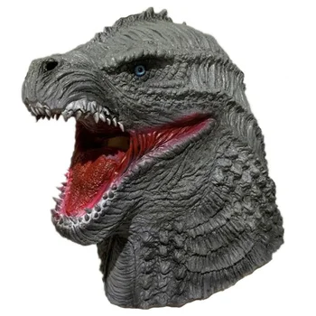 Маска Годзиллы, прическа чудовище-динозавър, Латексова мультяшная маска на животното, подпори за филми и телевизия за Хелоуин, Сива маска