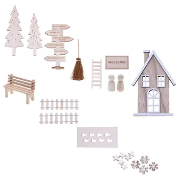Умалени модели на коледни сцени, прототипи украса, Коледна Кухненски мебели, дървени орнаменти със собствените си ръце, Подробности за дома