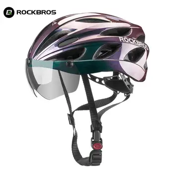 Официален каска ROCKBROS, очила с интегралната формованием, Велосипеден шлем МТБ, защитни шапки, козирка, лещи, велосипедни каски