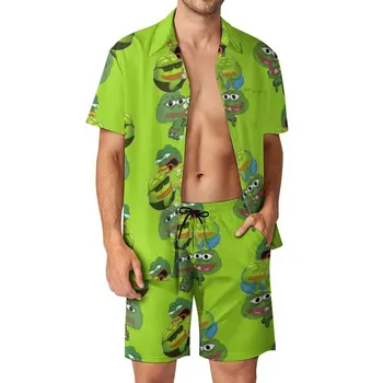 Мъжки комплекти с образа на жаба, Ежедневни риза с участието на Животните, Летни Шорти с графичен Дизайн, Модерен костюм от 2 теми, по-Големи размери
