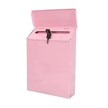 Заключващи Пощенска кутия Стенен Коллекционный Кутия Селска Пощенска кутия + Ключ Подходящи За Домашния Офис Розов Цвят