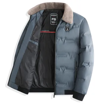 Мъжки яке, Модерен Зимни Удебелена Ветровка, Топло Ежедневното Стилно палто с яка от изкуствена кожа, паркове с памучна подплата в корейски стил, облекло
