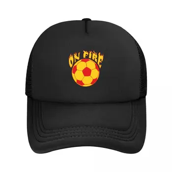Модерна бейзболна шапка Soccer On Fire за мъже и жени, Дишаща шапка на шофьор на камион, Производителност