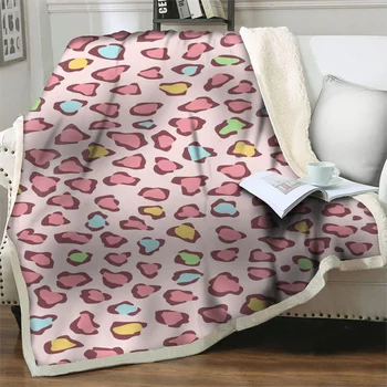 Розово Одеало с геометрични 3D принтом, Мек фланелен плюшени завивки за легла, Диван, Леки, Топли Завивки, Домашен одеяло, калъф за сън