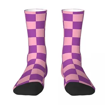 Каре розови и лилави чорапи, Мъжки И дамски чорапи от полиестер, Адаптивен дизайн