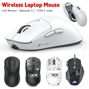 Преносима безжична мишка за лаптоп 2,4 Ghz 800-26000, 6 асистенции, 3 режима, Жичен безжична мишка Bluetooth TYPE-C, Компютърна игра мишка за лаптоп