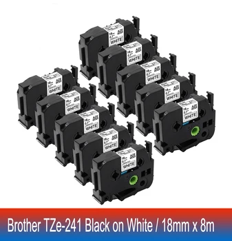 18 мм, TZe-Бяла лента TZe241 TZe-241 TZ241 Ц. 241, ламиниран на етикета с черен цвят на бял фон, Съвместими с Brother P-touch Label Maker PT-H300