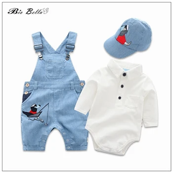 Пролетно Облекло За новородени момчета, Деним Детски костюм Soild, Шапка + Панталони + Тениска, Бебешки Дрехи За момчета, Дрехи за бебета 0-24 месеца