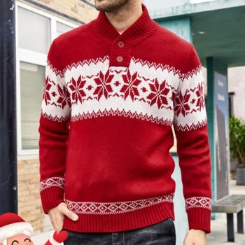 Мъжки Коледен пуловер Anbenser, Есенен дизайн с бутони, Джърси, Жаккардовый Мъжки пуловер, Тънки възли мъжки пуловери, Мъжки пуловери
