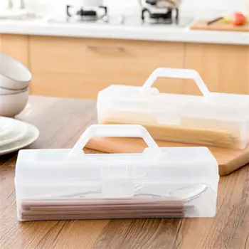 Домакински контейнер за макаронени изделия с покритие, Преносими Кухненски кутии за съхранение в офиса, на училище, на открито, Рафтове за съхранение на пластмасови съдове и прибори