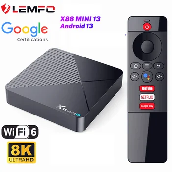 LEMFO 2023 Нов X88 Mini13 Android 13,0 Smart TV Box RK3528 с Удостоверение за Google 8K Vedio Bluetooth 5 WIFI6 Гласов асистент