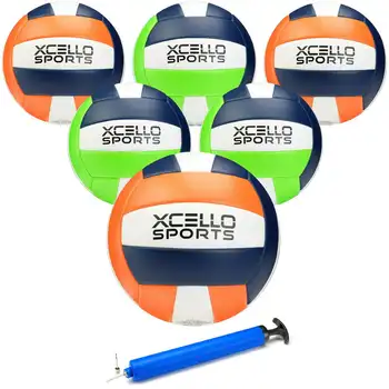 Волейбольный топката в различни цветове с помпа (опаковка от 6 броя)