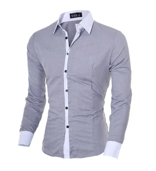 2023 Нова мъжки приталенная ежедневни модерна риза в контрастен цвят с квадратна яка и дълъг ръкав