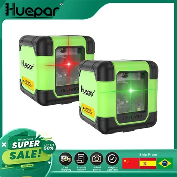 Huepar 2 Линия Лазерен Ниво на Професионален Кръстосан Хоризонтален и Вертикален Зелен Червен Лъч се Използва Однокнопочный Лазерен инструмент Nível do laser