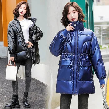 Корейската версия на светлата памучни дрехи със средна дължина, без пране, Дамски широки дрехи от див памук, Зимно палто Tide