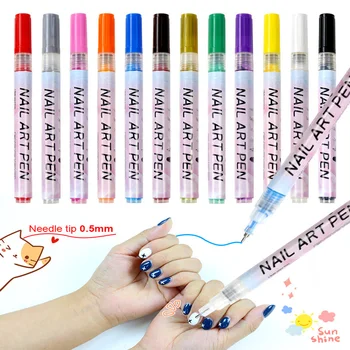 Professinal12 Цветове Набор от цветни Моливи за рисуване на нокти DIY Line Drawing Пластмаса 0,5 mm Инструменти за Дизайн на ноктите Четка за Маникюр, Водоустойчив