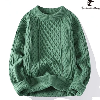 Зимата Топъл пуловер без ръкави, монофонични вязаный пуловер, мъжки и женски Свободни пуловери в ретро стил