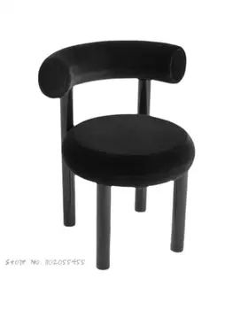 Модерен минималистичен дизайн на трапезария стол с облегалка wabi-sabi wind ins, всекидневни стол за обличане и грим, кръгъл стол, чист червен стол