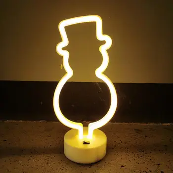 Led неонова лампа във формата на снежен човек, неонова лампа с USB/батерии, led табела, украса, не бросающиеся в очите на енергоспестяващи аксесоари за партита