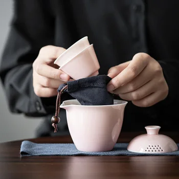 Ретро Луксозен Китайски Пътен Чайник за Чай Керамика, Порцелан Кунг-фу, Улични Чаша Juego De Te, Чай