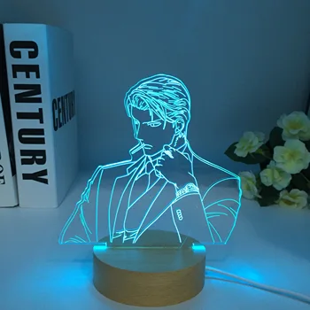 Attack on Титан Zeke Yeager 3d Лампа Аниме Дървена за декор на стаята, лампа на батерии, Детски подарък за рожден Ден, Манга, AOT Led Light