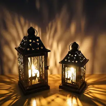 Коледен фенер, Реколта led лампи, Подвесное декорация, Метални селски светлини за вътрешна украса на дома
