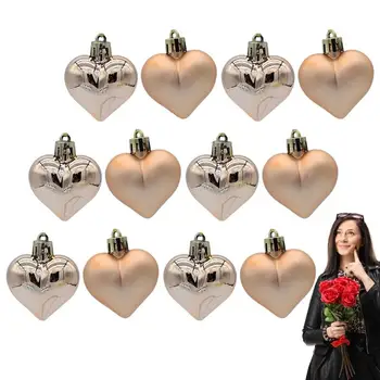Бижута във формата на перли във формата на сърце за Свети Валентин, декорации за елха, 12 бр./компл., топки от PVC, под формата на топки с форма на сърце, украса за